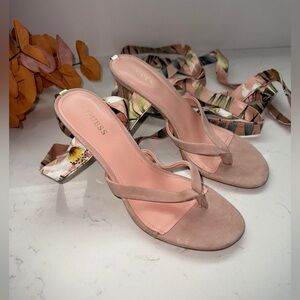 Guess Tropical Print Strappy Heels